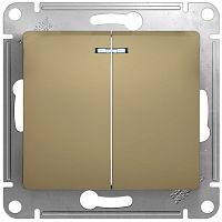 Выключатель с подсветкой без рамки Systeme Electric Glossa 2-кл. титан картинка